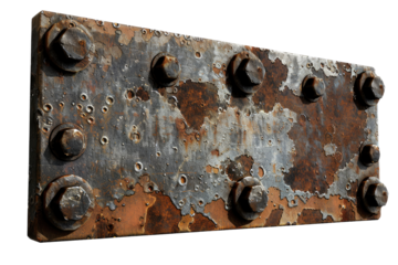 Rusted metal plate with bolted edges