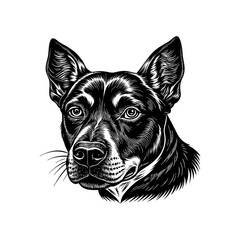 A striking portrait of an American Staffordshire Terrier with a sleek, black coat