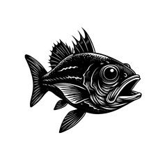 Fishing set with various aquatic animals, including tropical fish, swimming in the sea, perfect for an underwater marine life design