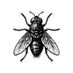 Vector illustration of a honey bee, a flying insect with black and yellow stripes, isolated on a white background