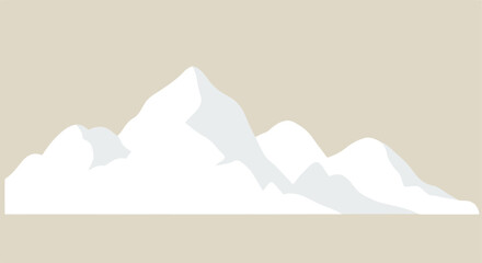 Vector art displaying white mountains with a beige backdrop