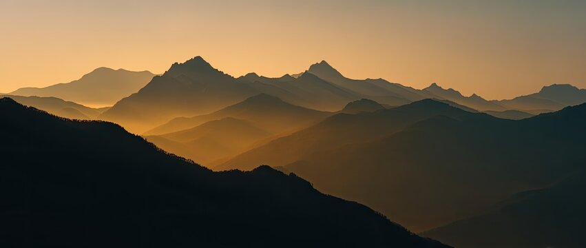 Silhouette mountain range at sunrise