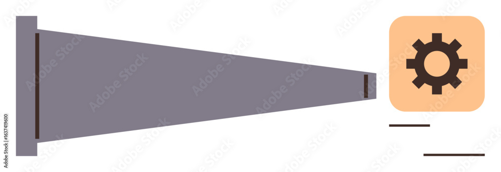 Poster diagram of a conveyor belt extending into a gear icon symbolizing workflow and process automation. i