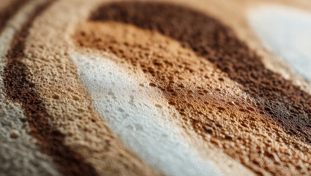 Close-up of swirled coffee foam texture