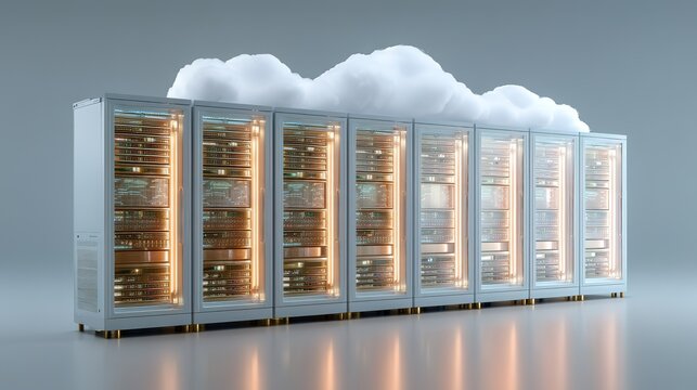 Cloud Computing Server Racks with Modern Design for Data Centers and Tech Infrastructure