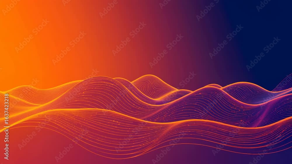 Poster abstract light waves: dynamic, vibrant light waves undulate across a colorful gradient background, e