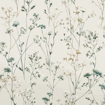 Delicate floral pattern on a light beige background