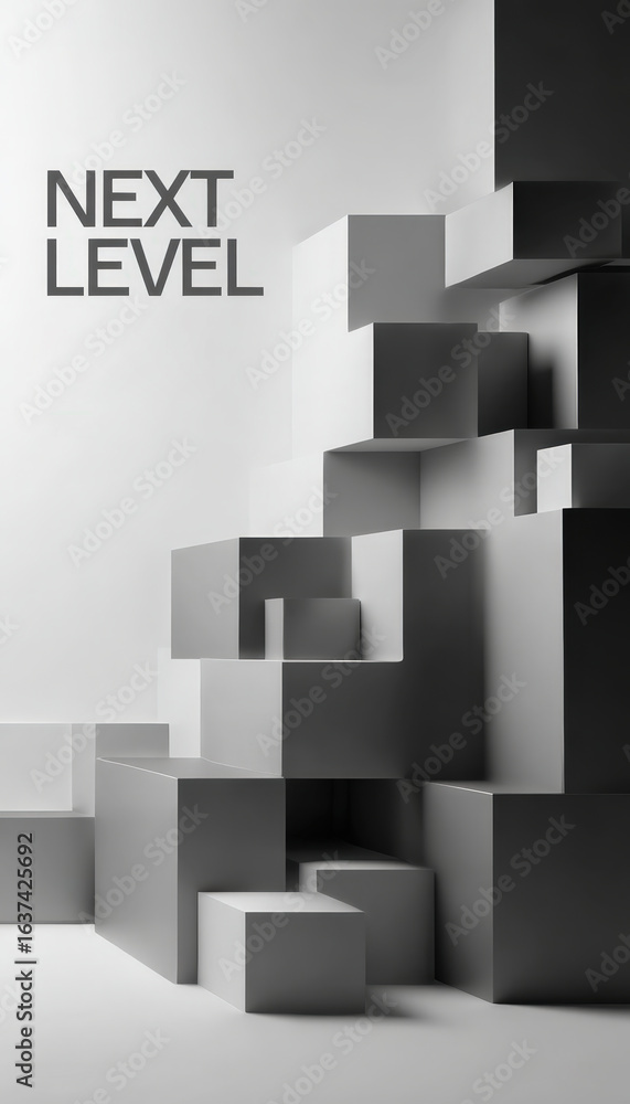 Poster grayscale geometric blocks with 