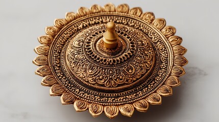 Ornate Golden Decorative Box Lid with Intricate Patterns for Home Decor and Design Projects