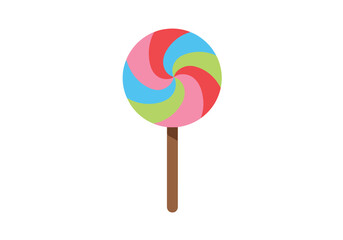 Colorful lollipop on a stick, isolated on a plain white backdrop. Use for sweets ads