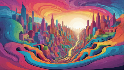 Obraz premium abstract painting of the city