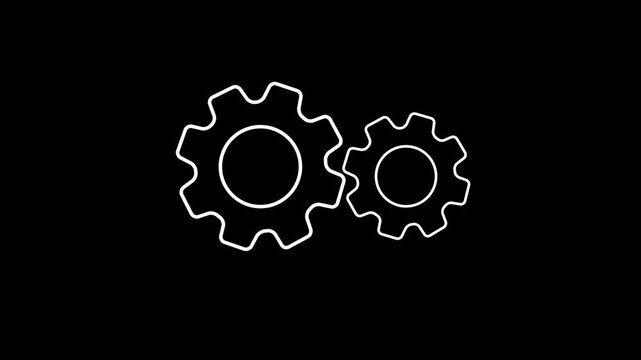gear animated icon, on a black background ,Technology gear icon concept animation, setting icon with spinning gears icon animated, 4k video animation .
