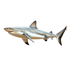 Obraz premium Shark resting Floats in place with slow, steady movements. full length isolate on transparent background