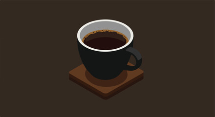 Isometric coffee cup on a brown table. Could be used for blogs, websites and posters