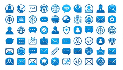 Collection of blue communication icons