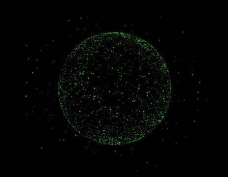 Abstract sphere of green dots