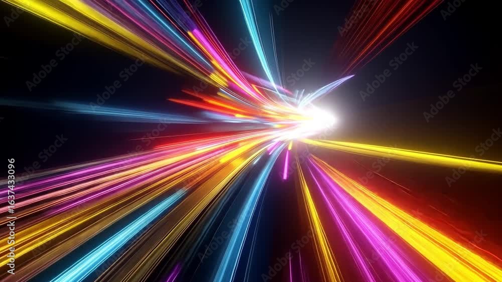 Aufkleber vibrant abstract illumination dynamic color streaks of light creating motion and energy in bright hu