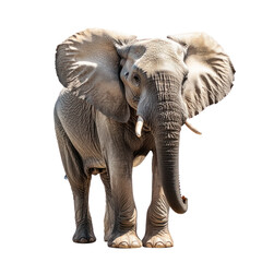 Fototapeta premium Elephant flapping ears An elephant flaps its ears to cool down or communicate. full length isolate on transparent background