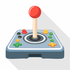 Retro arcade joystick controller for old-school video games. A classic 2D gaming accessory in a flat vector design illustration