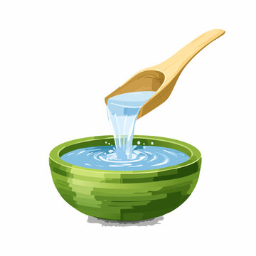 Water flowing from bamboo ladle at a traditional Japanese temizuya, peaceful ritual scene