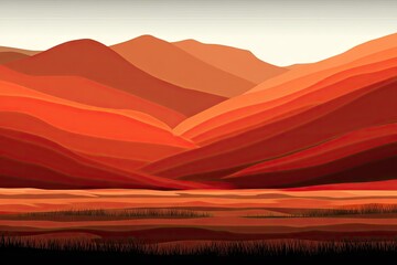 Sunset vista of fiery orange mountains