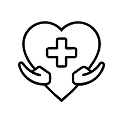 Obraz premium Heart with medical cross held by hands symbolizing healthcare concept 