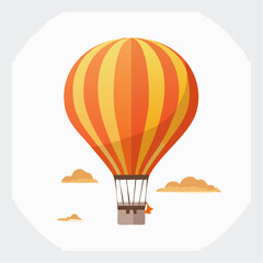 Colorful hot air balloon illustration soaring in the sky. A vibrant symbol for travel, adventure, and discovery concepts.
