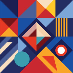 abstract background with geometric shapes design in three colors 