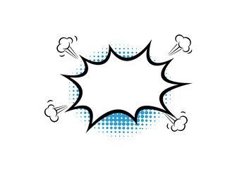 Obraz premium Comic Book Style Explosion Speech Bubble with Halftone Effect and Steam