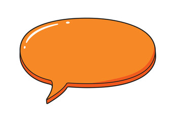 Orange Speech Bubble with Black Outline and Glossy Highlight