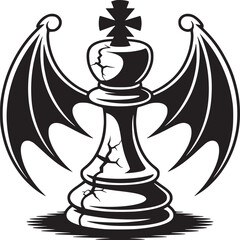 Powerful chess king with demonic wings, a symbol of strategic darkness and captivating mystery for designs