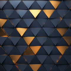 Luxurious Triangle Mosaic: A Seamless Background of Dark Blue and Gold Triangles
