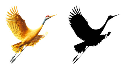 Naklejka premium PNG a yellow bird in flight against a black background with a transparent background