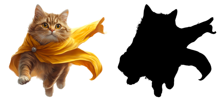 PNG an orange cat with a yellow scarf on a black background with a transparent background