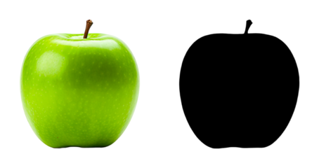 PNG a green apple on a black background with a transparent background