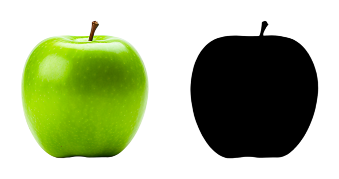 PNG a green apple on a black background with a transparent background