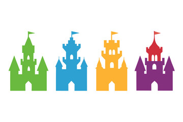 Naklejka premium set of creepy castle icon silhouette vector illustration