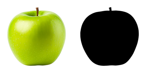 PNG a green apple on a black background with a transparent background