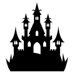 creepy castle silhouette vector illustration