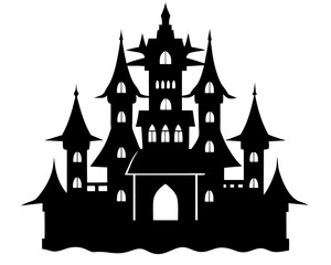 creepy castle silhouette vector illustration