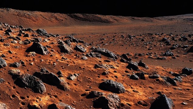 Martian landscape, rocky terrain
