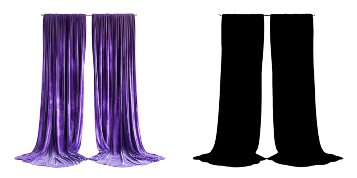 PNG a purple curtain on a black background with a transparent background