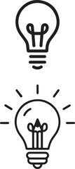Light Bulb Icon Set – Creative Idea and Innovation Vector Illustration with Pencil Concept