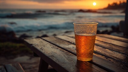 Sunset beer on beach