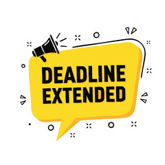 A megaphone announces the message 'Deadline Extended' from within a bright yellow speech bubble.