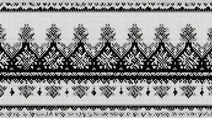 "Black and White Cross Stitch Pattern for Home Decor and Crafts"