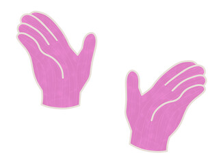 Obraz premium 左右に開いた手のイラスト ピンク