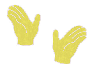 左右に開いた手のイラスト　黄色