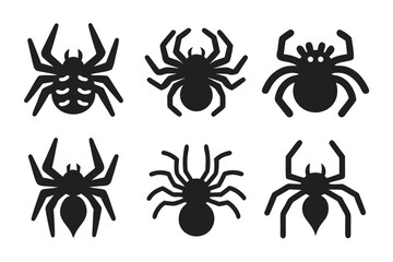 set of crawling spider icon  silhouette vector illustration
