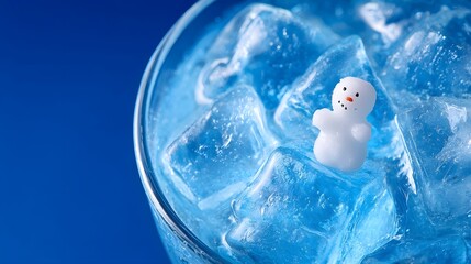 Obraz premium Ice cubes with a snowman figurine.